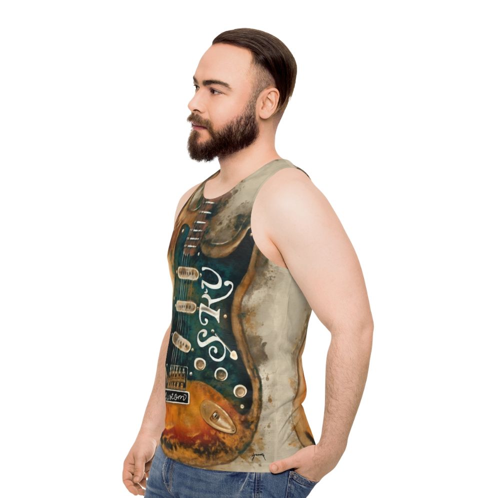 Stevie Ray Vaughan electric guitar unisex tank top - men side