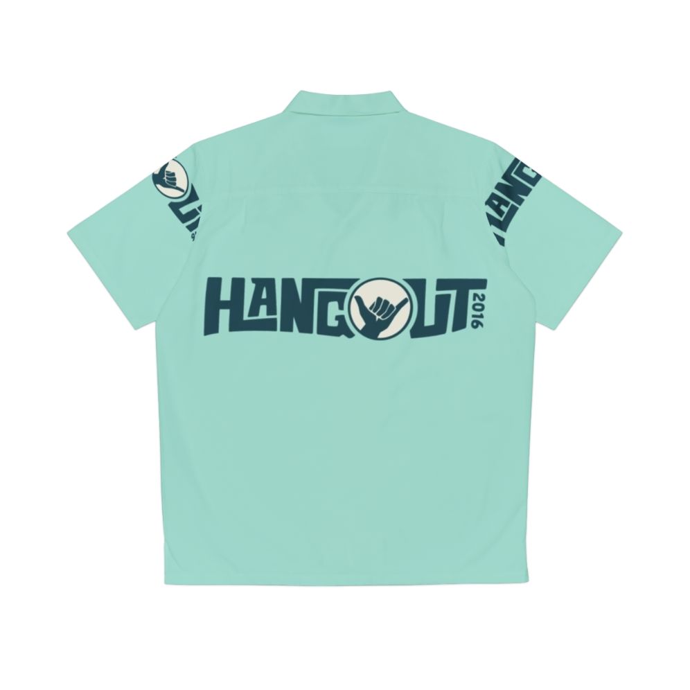 Blue Hawaiian shirt with Hangout Music Festival 2016 graphics - Back