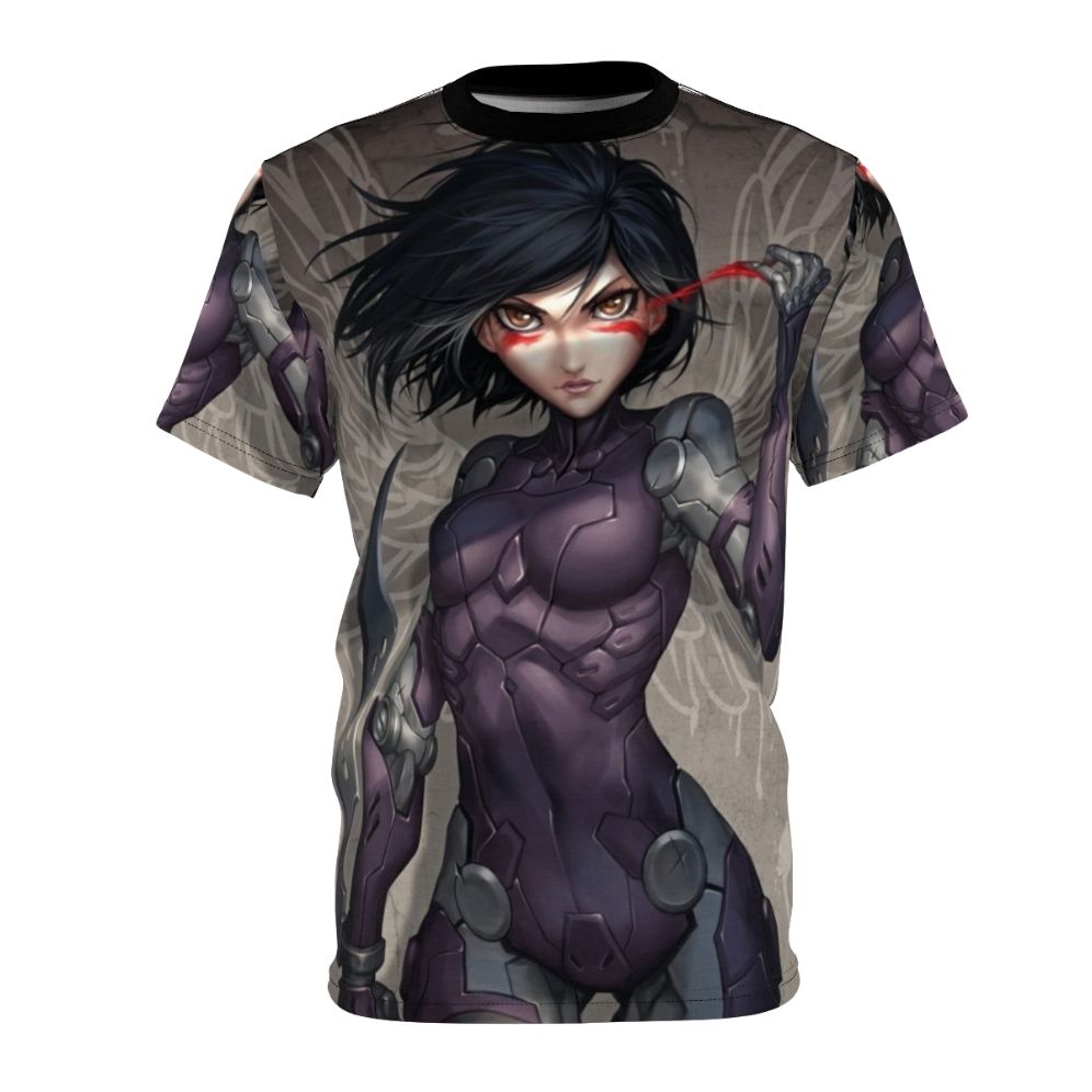 A visually striking Alita Battle Angel graphic tee featuring a bold, pop art-inspired design.