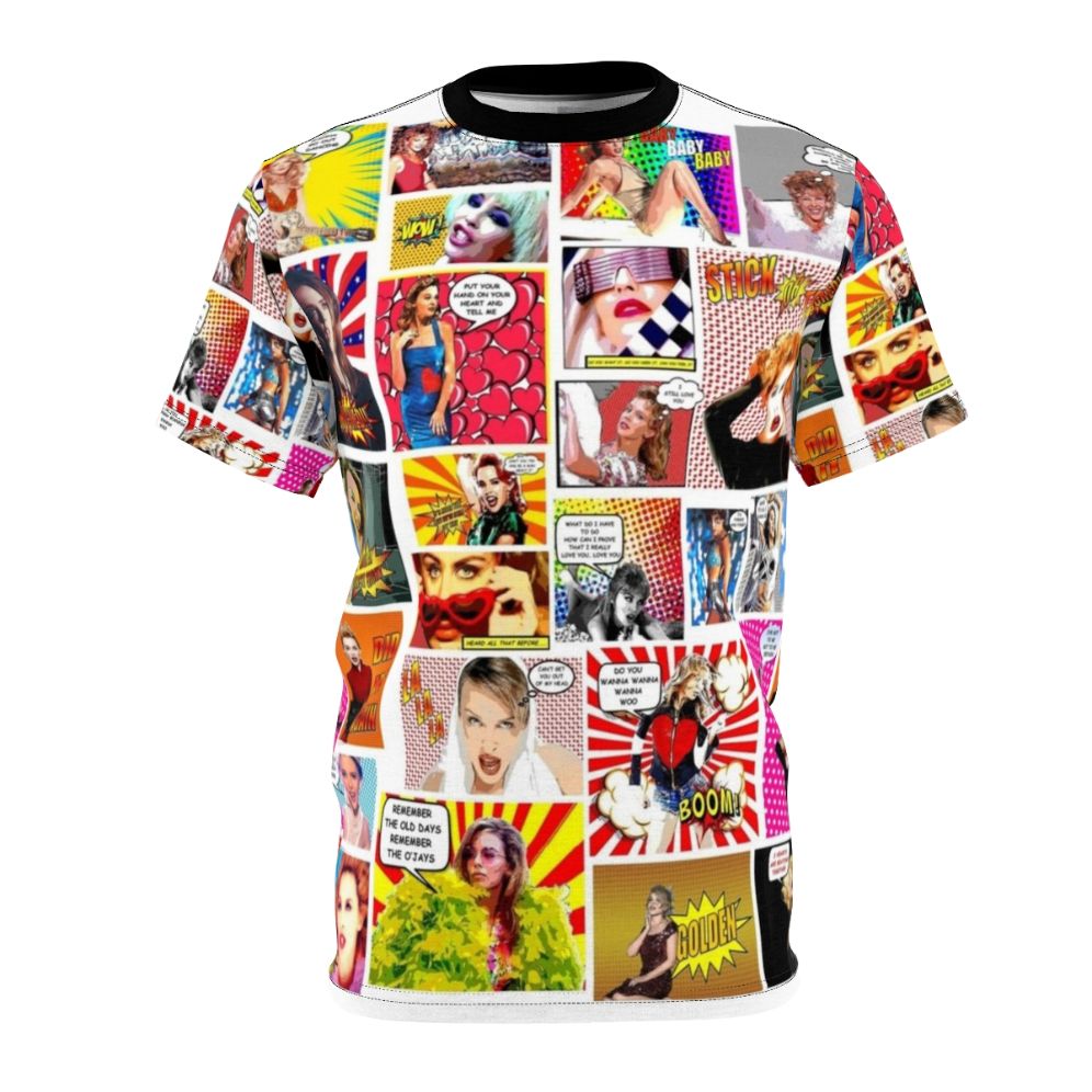 Illustration of Kylie Minogue on a custom print-on-demand t-shirt