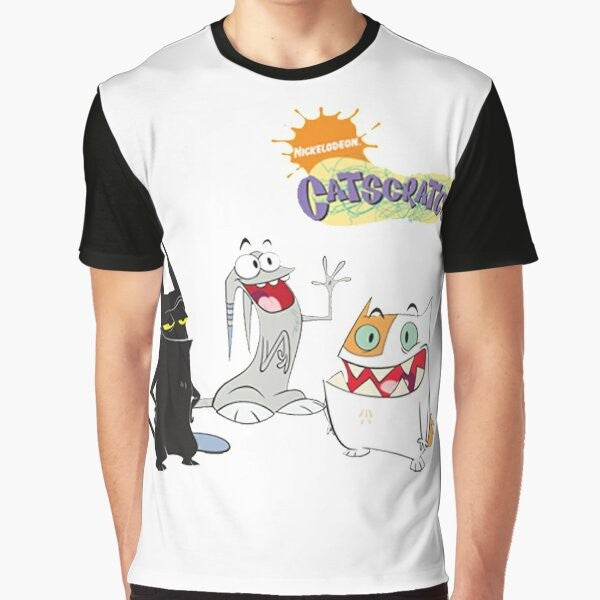 Catscratch cartoon character t-shirt featuring a graphic design with a cat and the show's title