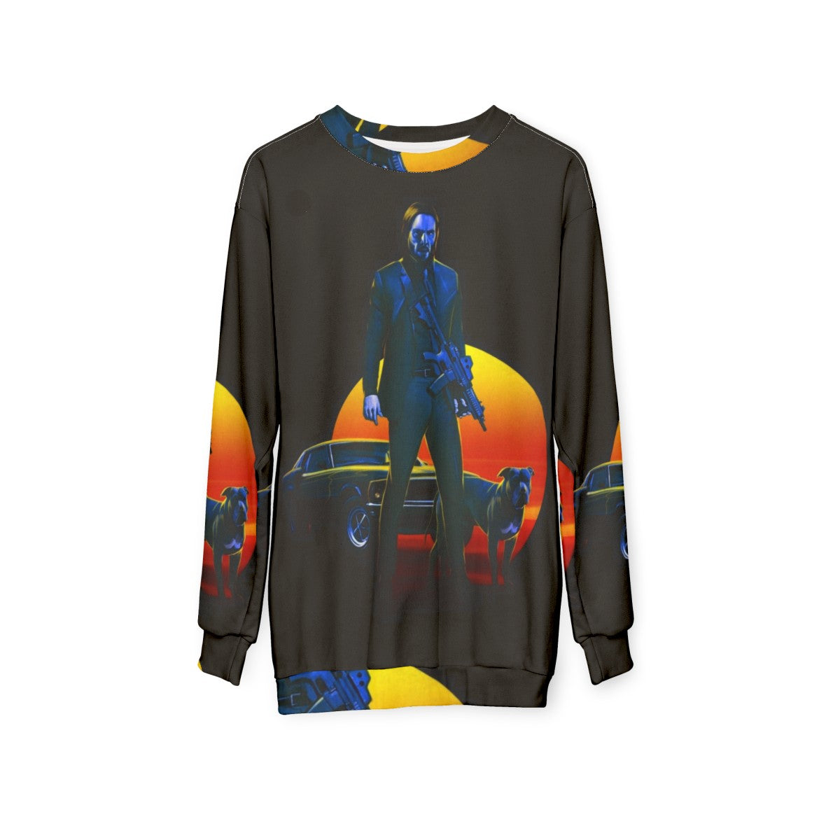 Baba Yaga inspired sweatshirt with John Wick design - hanging