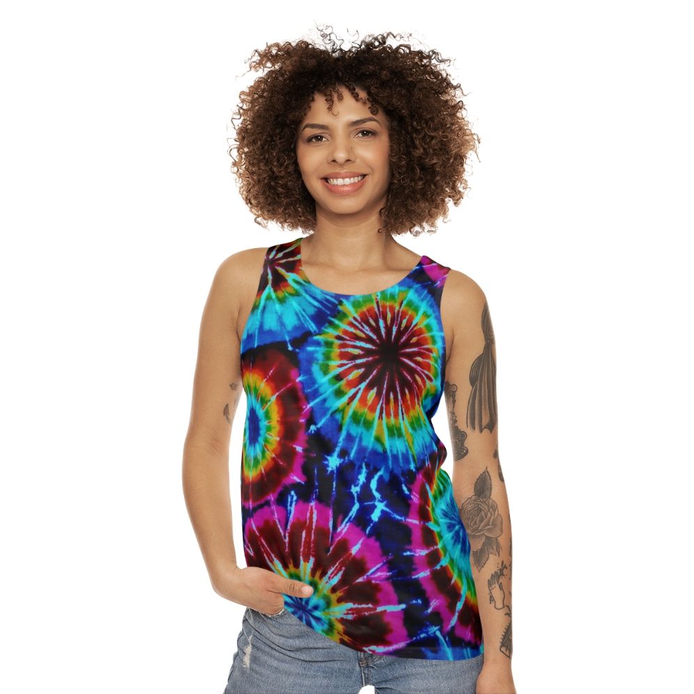 Colorful tie dye unisex tank top - women