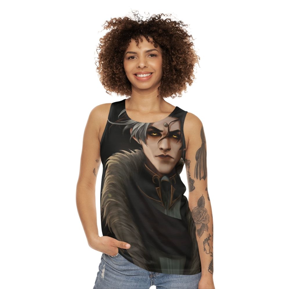 Unisex tank top with Emet Selch design from Final Fantasy XIV Shadowbringers - women