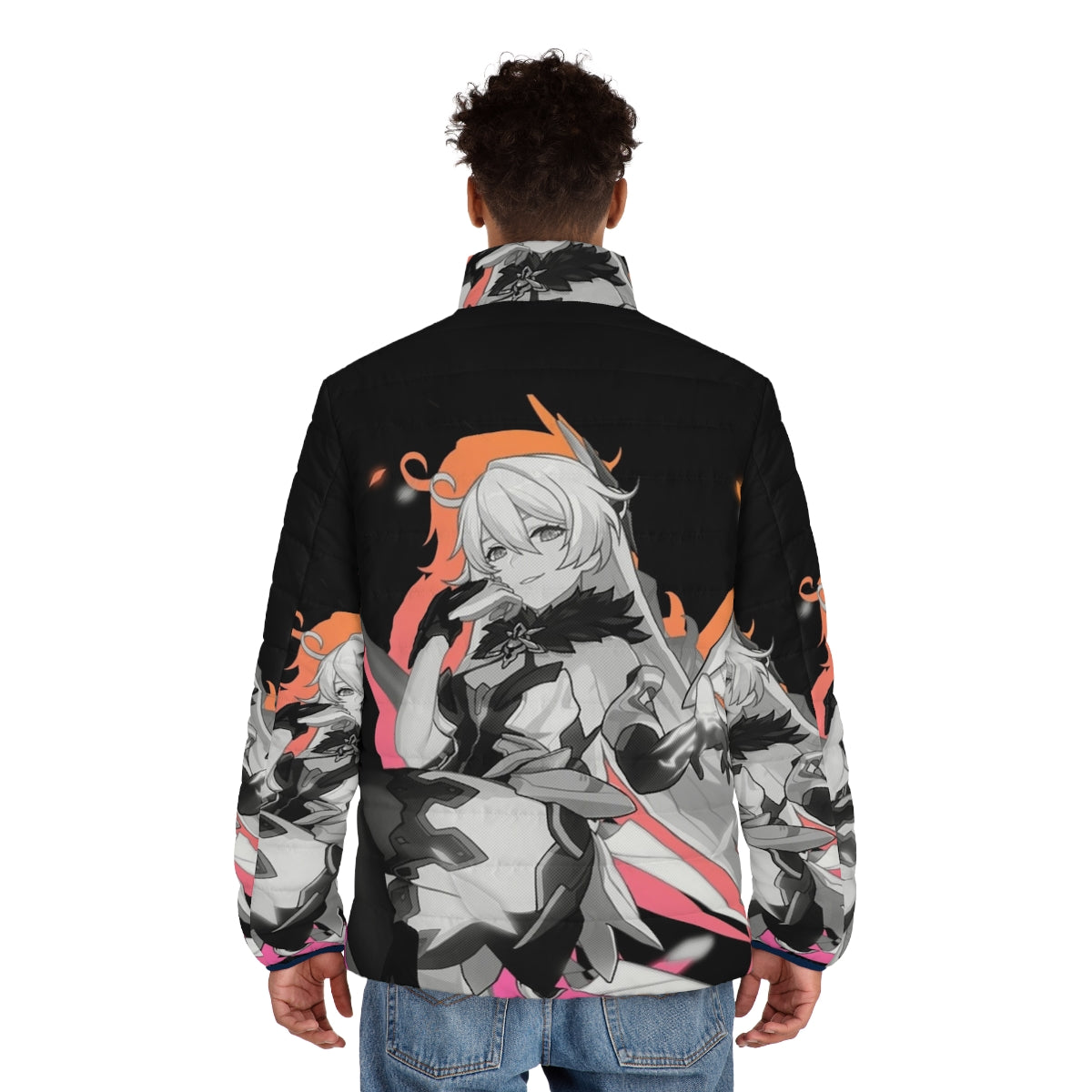 Kiana Kaslana wearing a puffer jacket from the Honkai Impact 3rd video game - men back