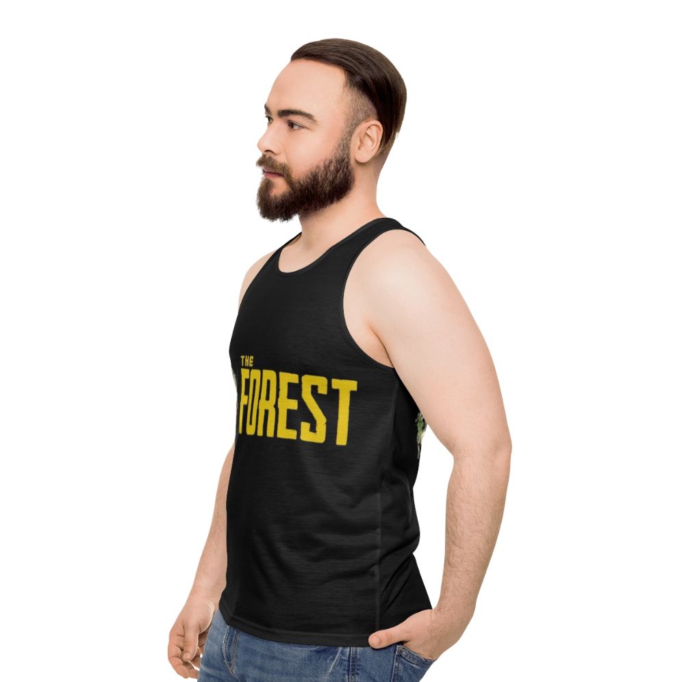 Unisex tank top featuring "The Forest" game design - men side