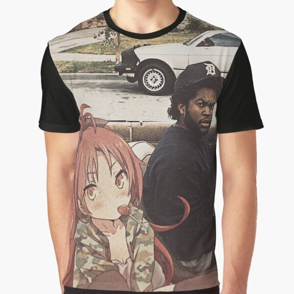 Anime-inspired graphic t-shirt featuring Kyoko Sakura from the Puella Magi Madoka Magica series