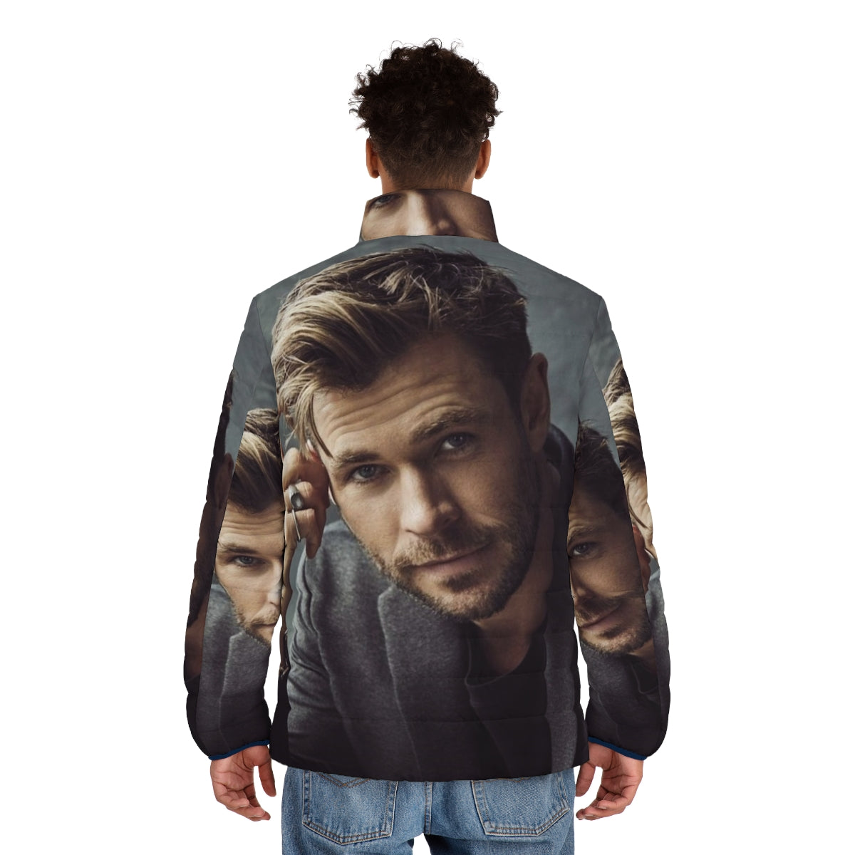 Chris Hemsworth wearing a stylish puffer jacket - men back