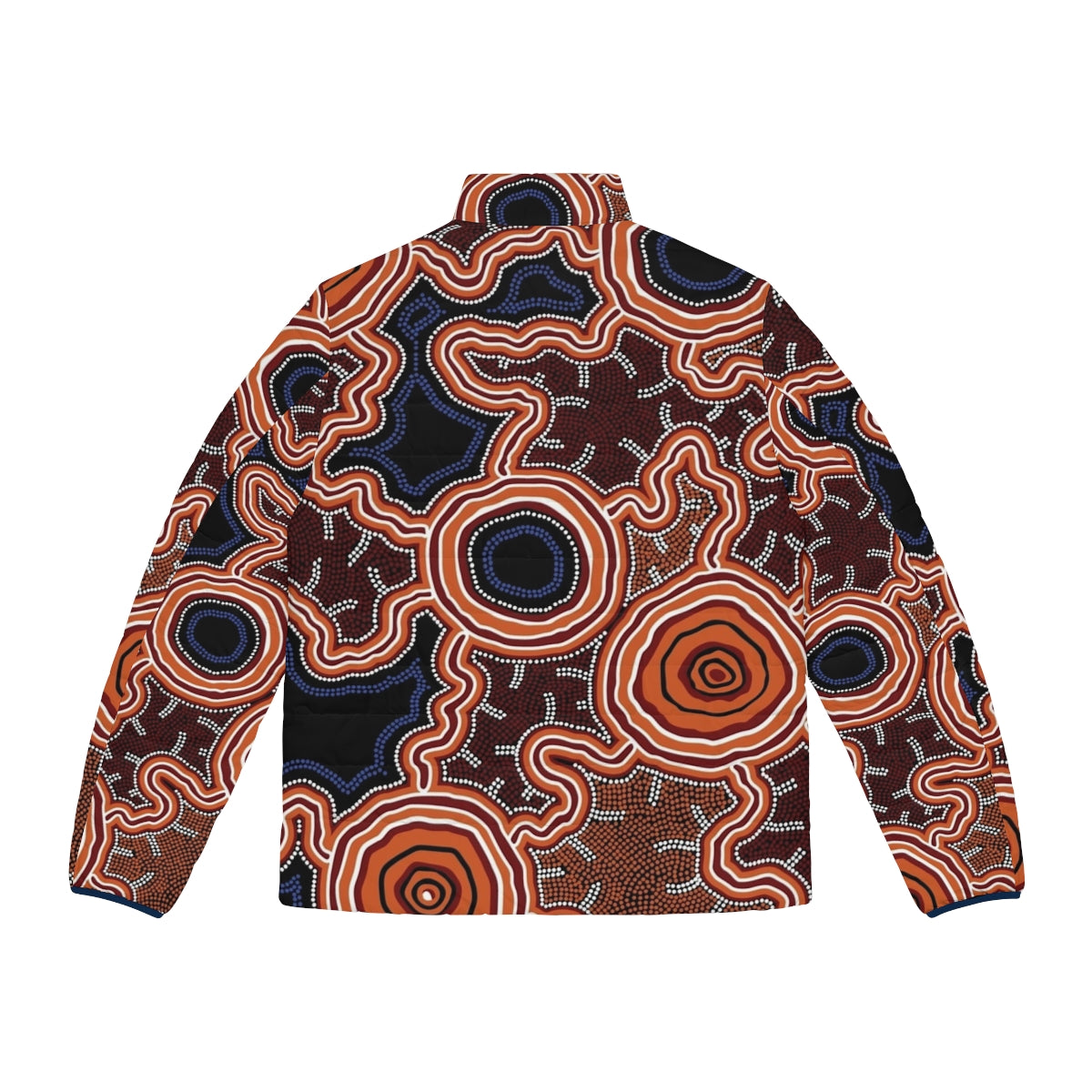 Authentic Aboriginal Art Puffer Jacket featuring traditional Australian indigenous designs - Back