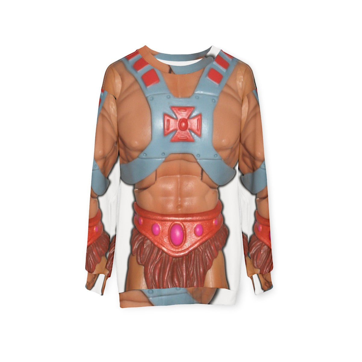 Retro He-Man Action Figure Graphic Sweatshirt - hanging