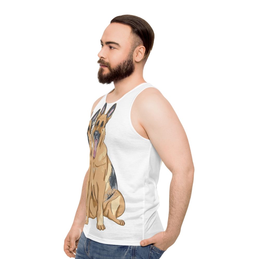 German Shepherd dog breeds on a unisex tank top - men side