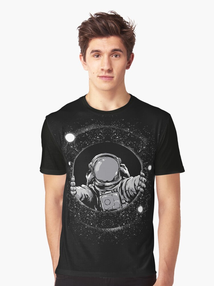 Black Hole Graphic T-Shirt Showcasing the Wonders of the Cosmos - Men