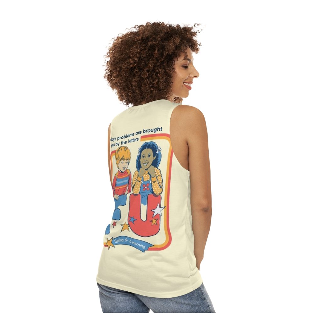 Vintage sarcastic 'Today's Problems' unisex tank top - women back