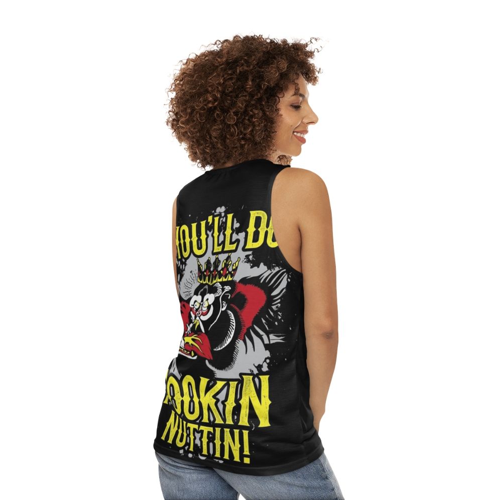 Unisex tank top with "You'll Do Fookin' Nuttin'" text for Irish boxing and MMA fans - women back