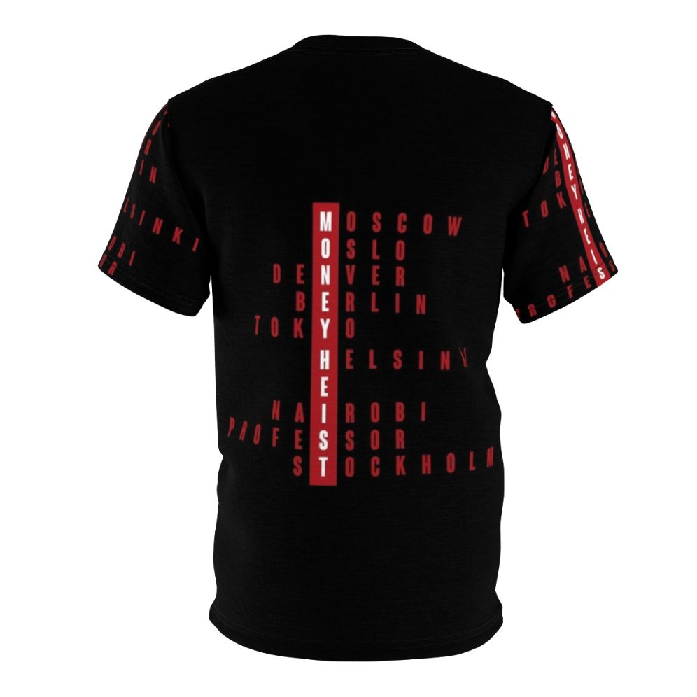 Money Heist Inspired Acronym T-Shirt featuring characters from the Netflix series La Casa de Papel - Back