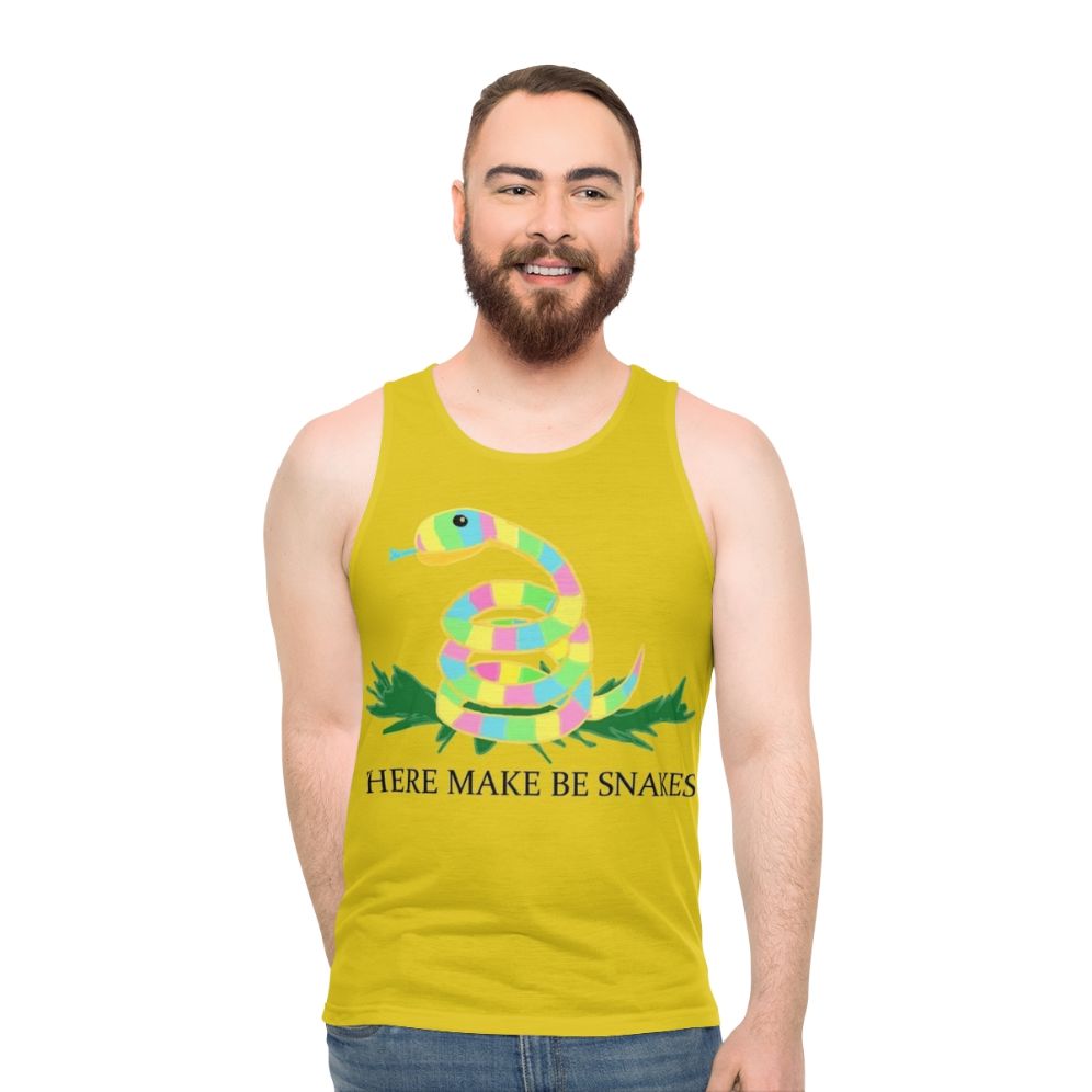 Unisex tank top with snake graphic - men