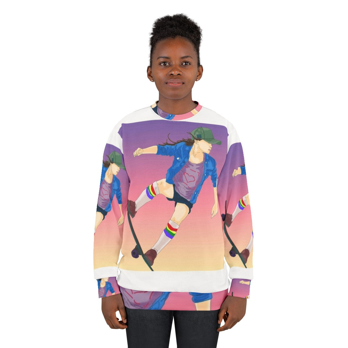 Sky Brown Skater Girl Inspirational Sweatshirt - women