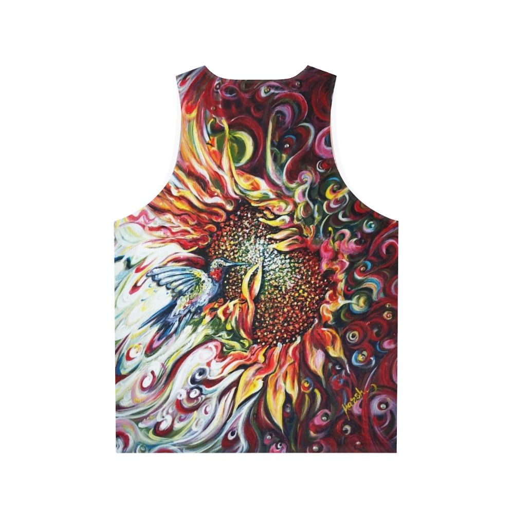 Sunflowers and hummingbird unisex tank top - Back