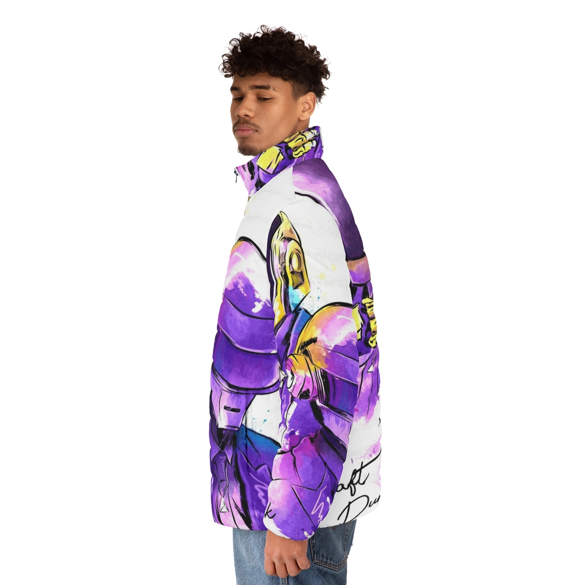 Daft Punk inspired puffer jacket with watercolor design - men side left