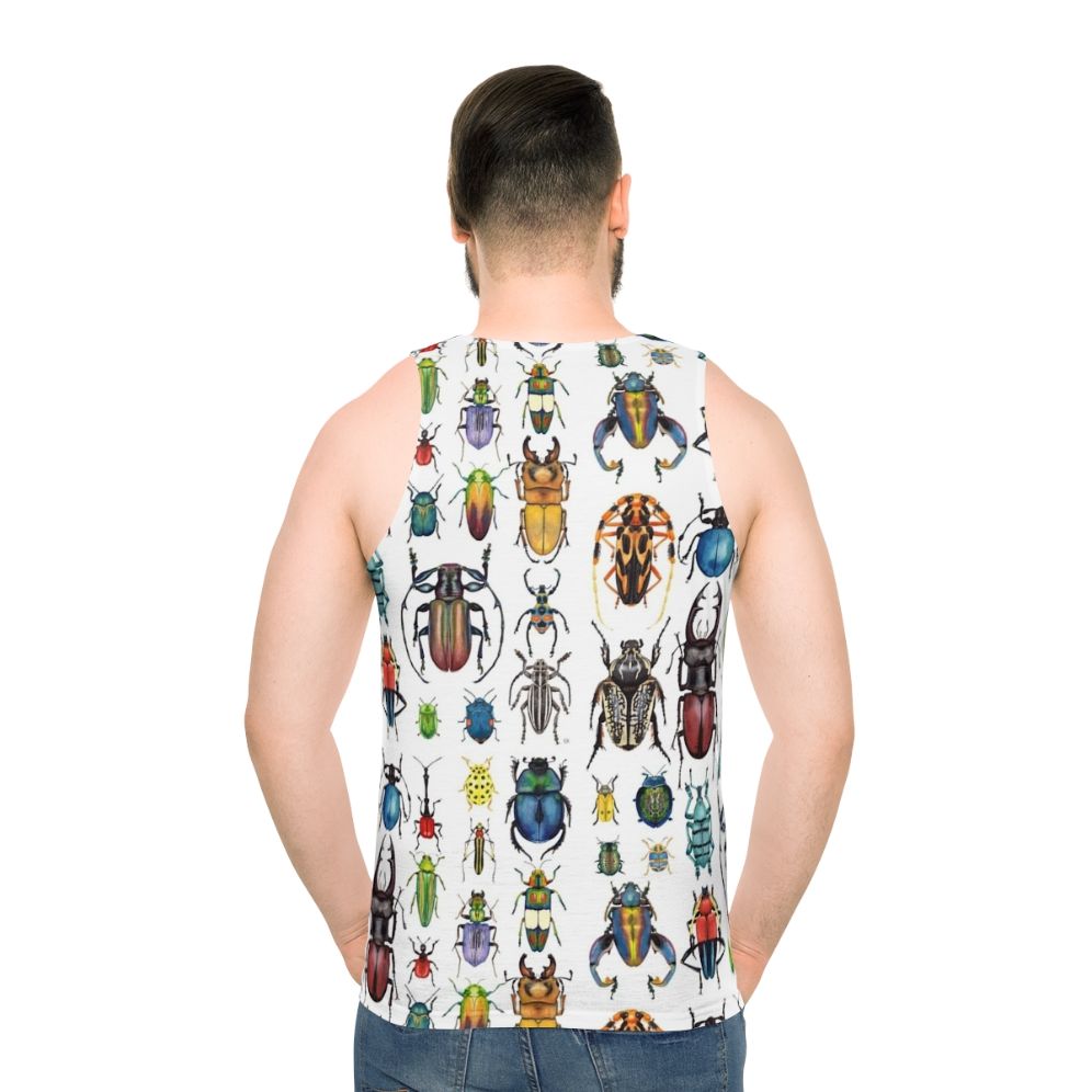 Watercolor Beetle Collection Unisex Tank Top - men back