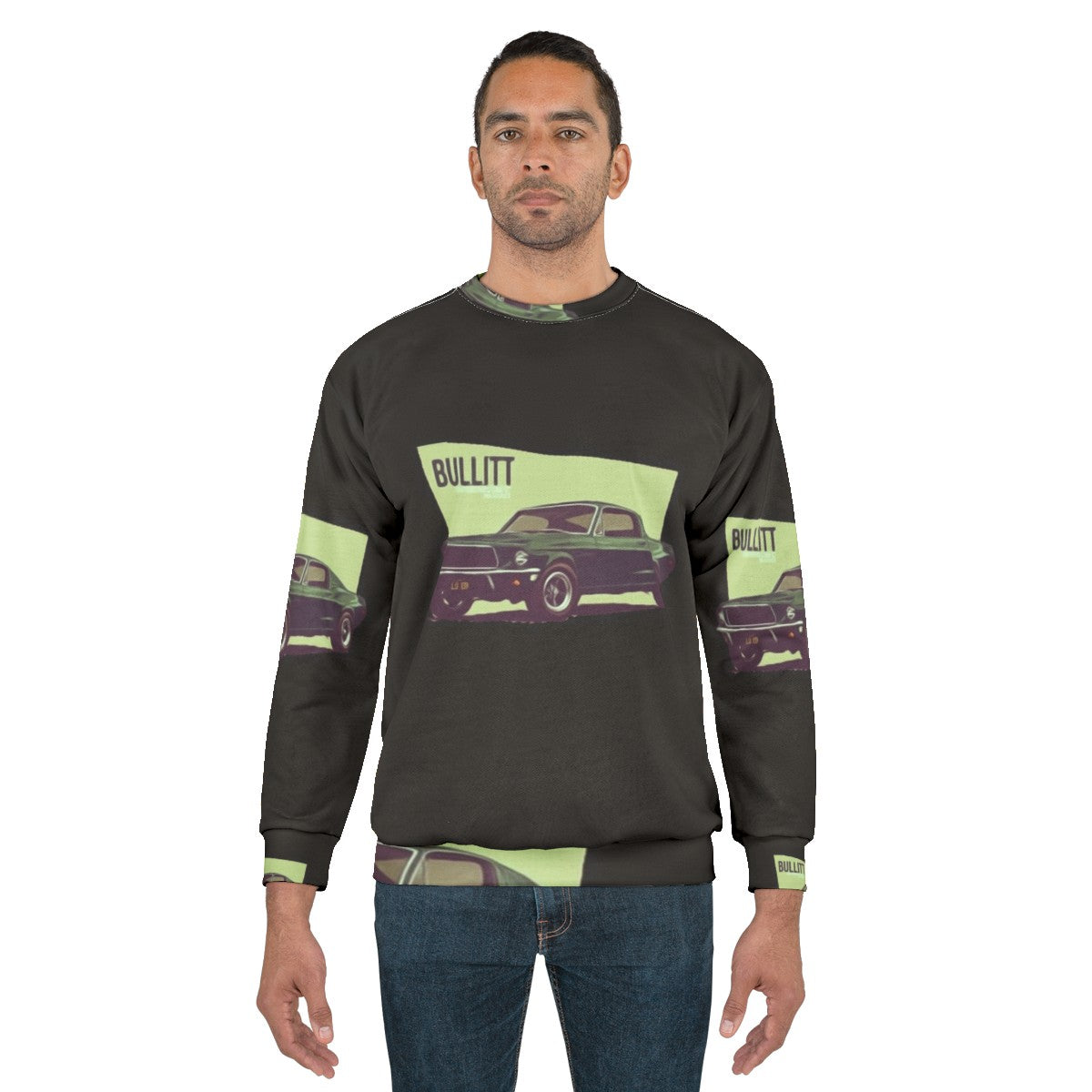 Steve McQueen wearing Bullitt movie inspired sweatshirt - men