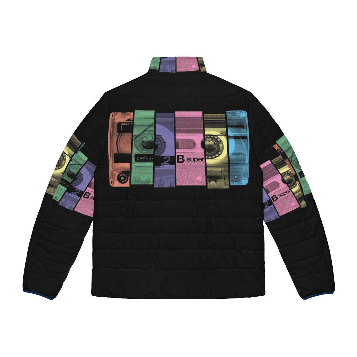 Retro 80s style puffer jacket with cassette tape design - Back