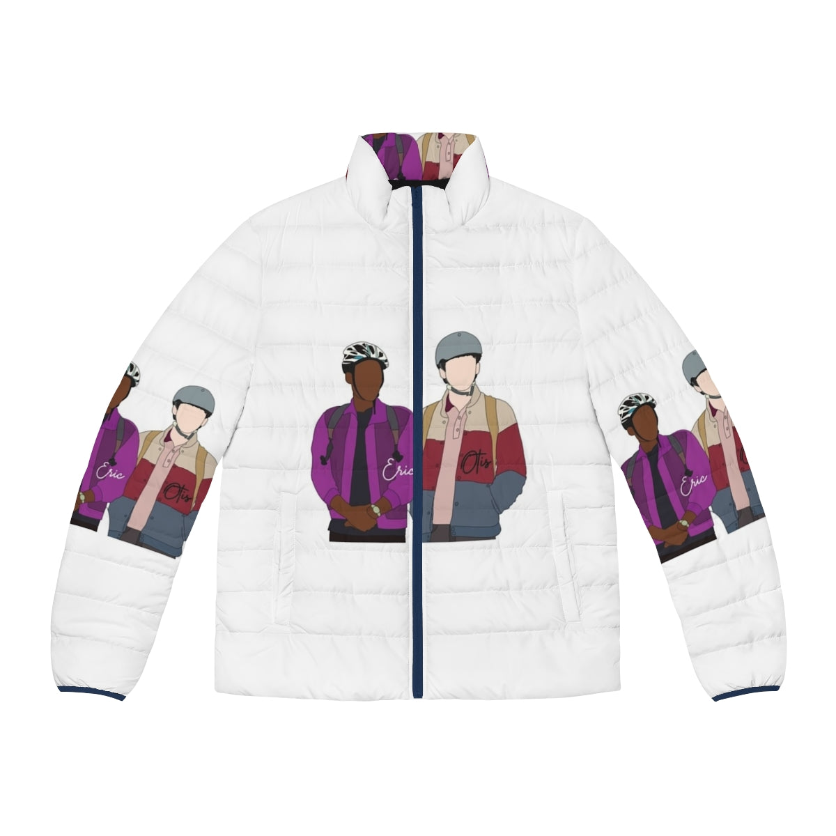 Sex Education Otis and Eric Puffer Jacket featuring the main characters from the Netflix series