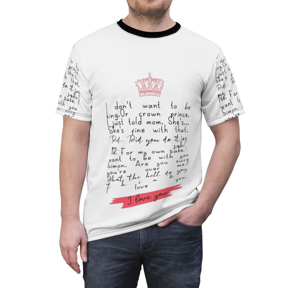 Young Royals Season 3 inspired AOP T-shirt with characters Prince Wilhelm and Simon Eriksson - men front