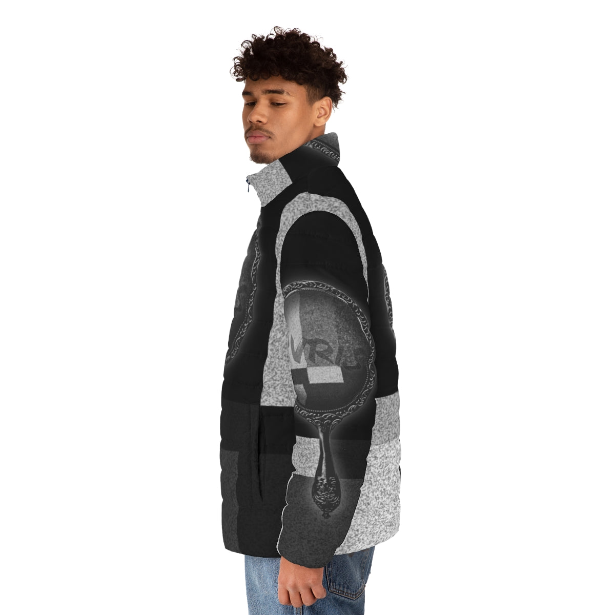 Pvris White Noise Puffer Jacket featuring the band's logo and artwork - men side left