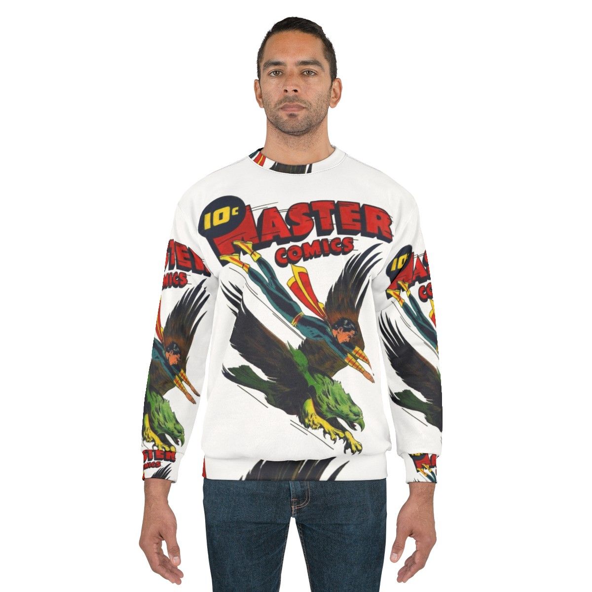 Retro comic book sweatshirt featuring Master Comics No 32 cover art - men