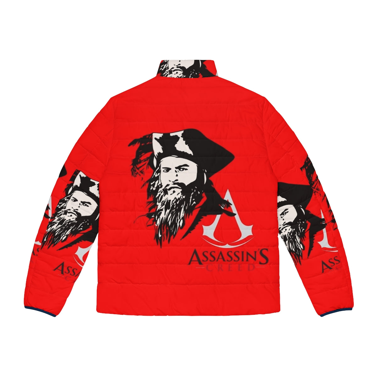 Assassin's Creed Blackbeard Puffer Jacket featuring iconic pirate design - Back