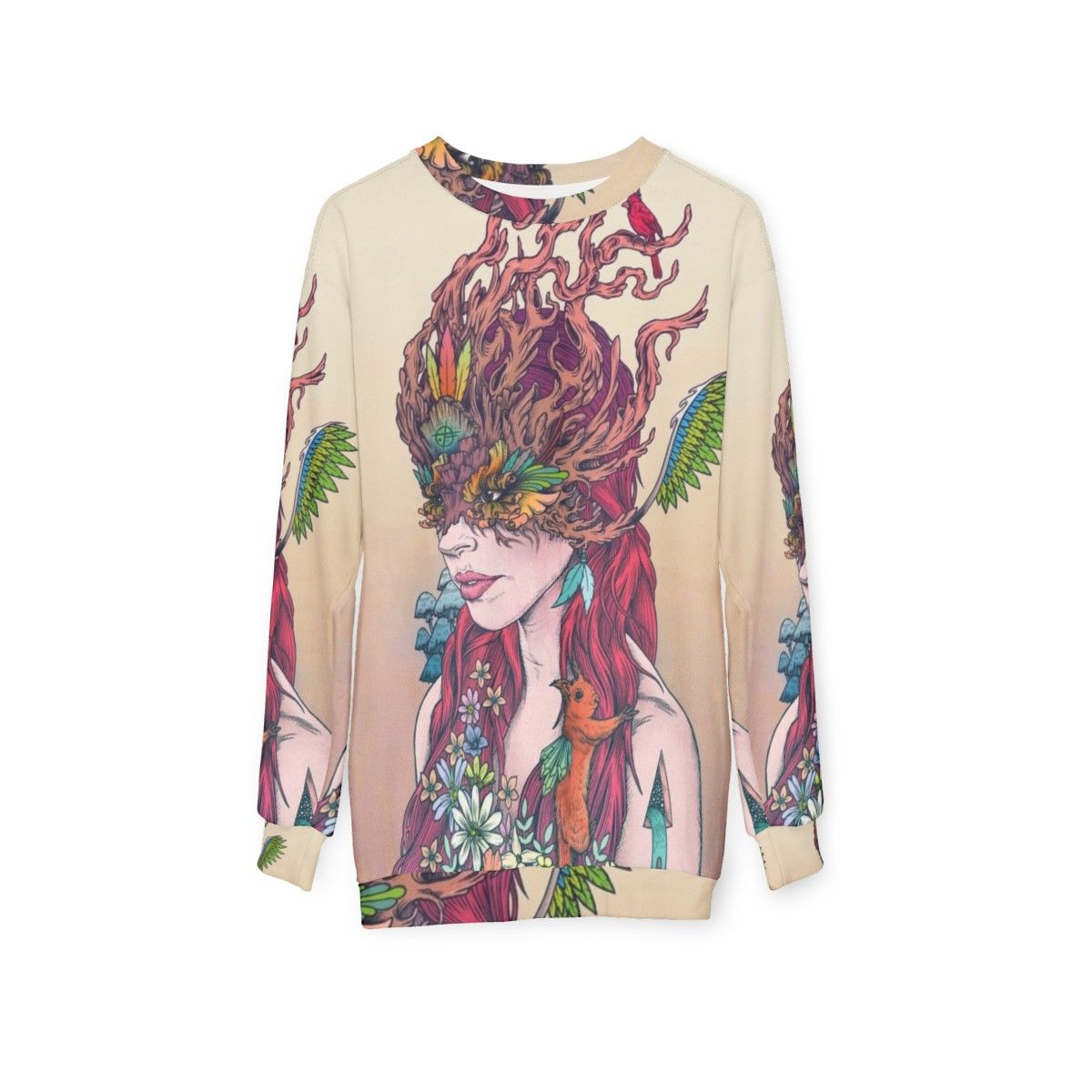 Nature-inspired "Before All Things" colorful sweatshirt - hanging