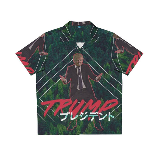 Vaporwave Trump Hawaiian Shirt with Tropical Print