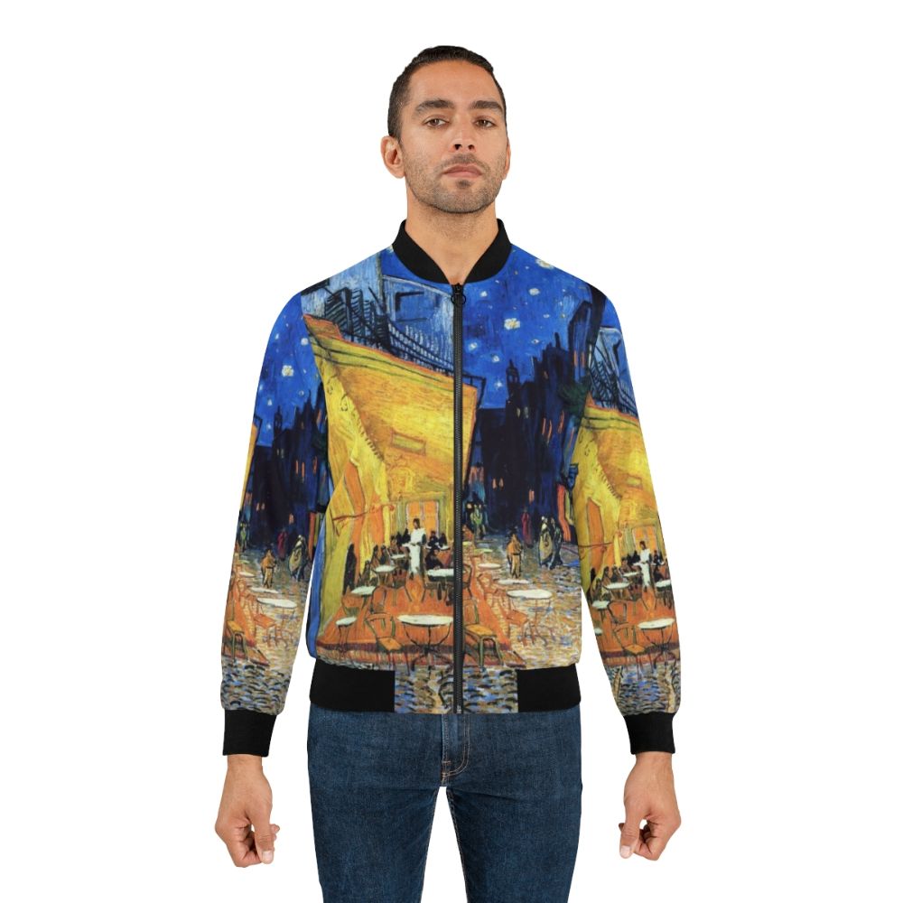 Vincent Van Gogh's "Cafe Terrace at Night" print on a bomber jacket - Lifestyle