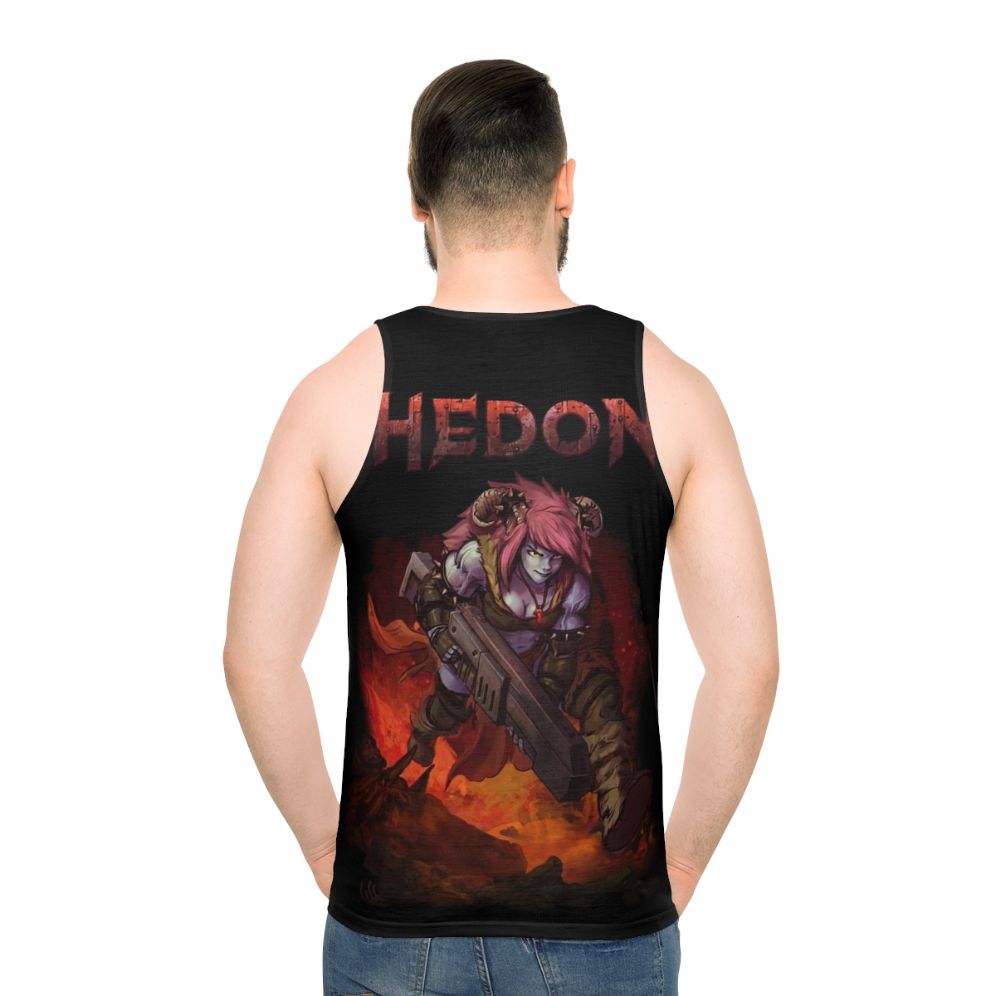 Hedon gaming fantasy character unisex tank top - men back