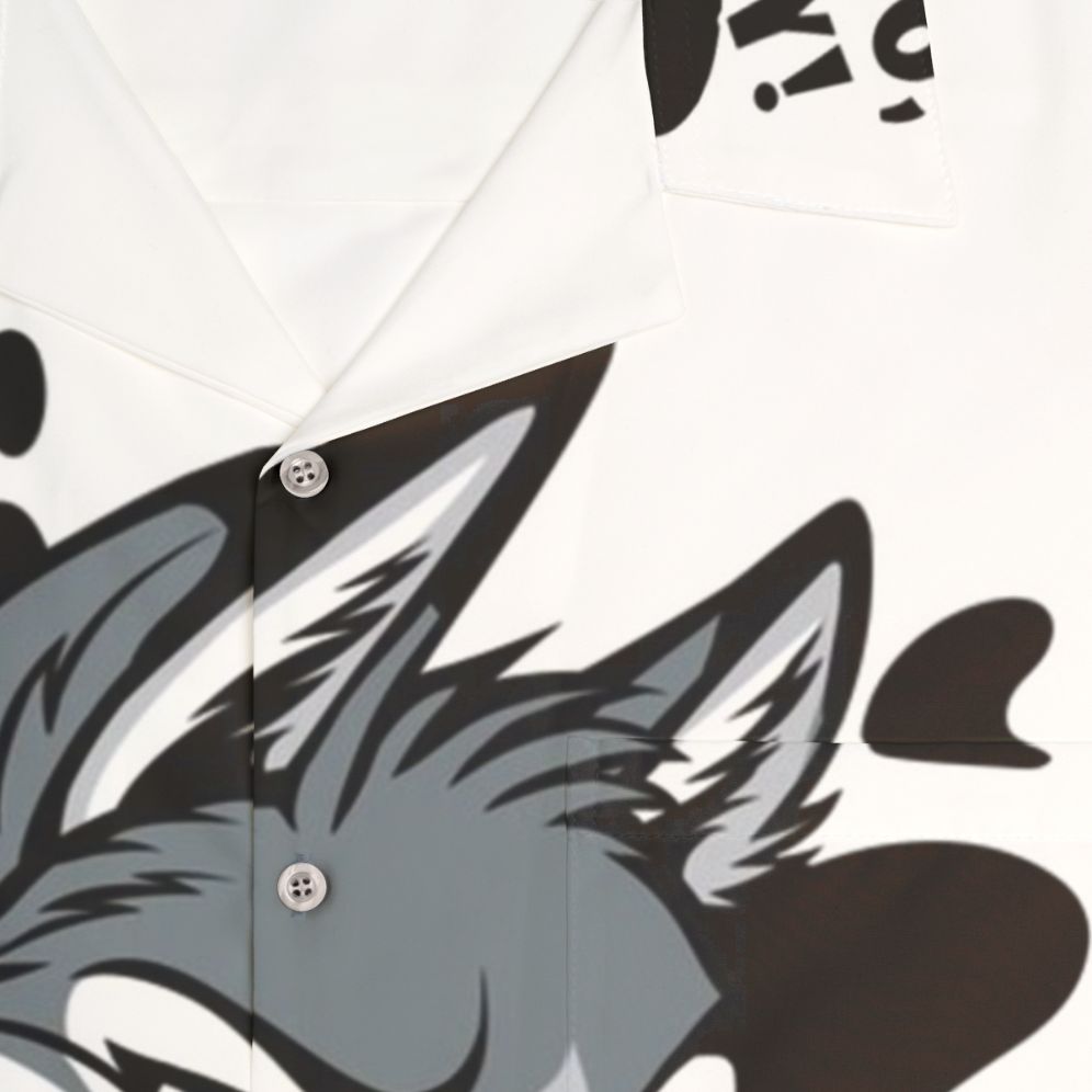 Adorable baby wearing wolf howl Hawaiian shirt - Detail