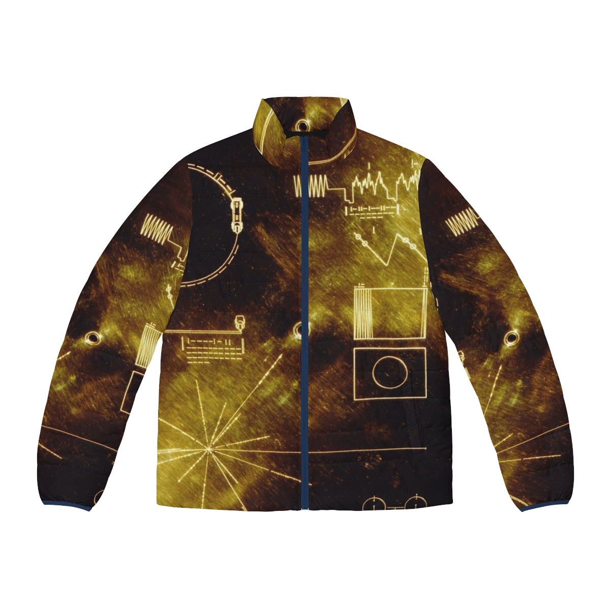 Voyager Golden Record Puffer Jacket featuring the iconic golden record launched into space