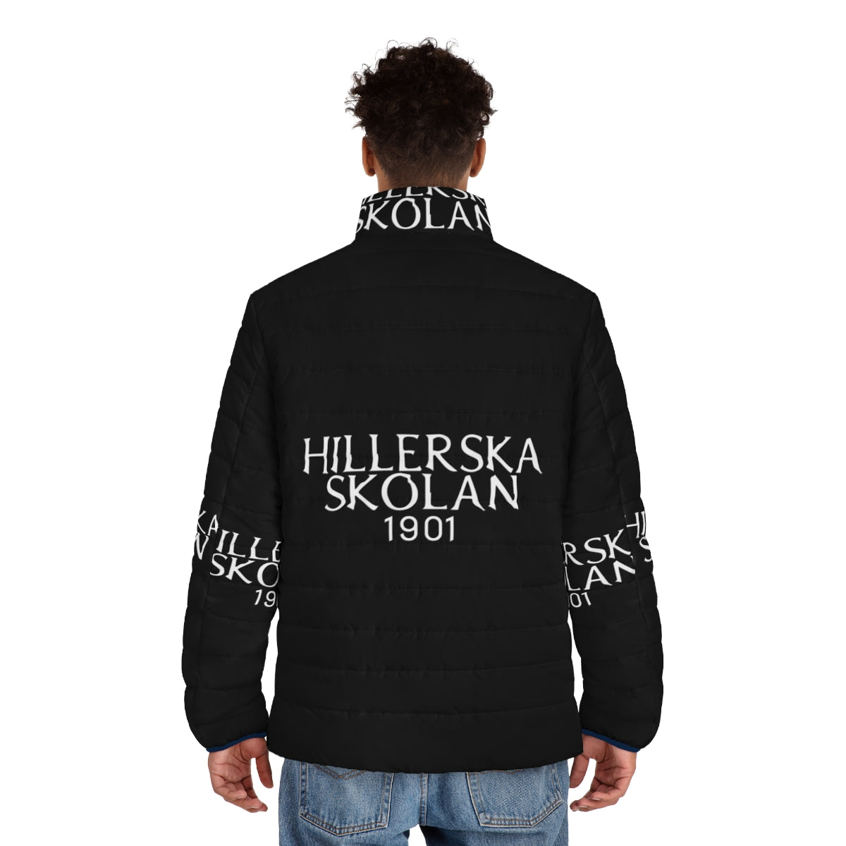 Young Royals Netflix Hillerska Skolan Puffer Jacket with Edvin Ryding and Omar Rudberg - men back