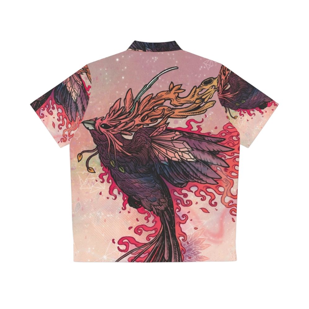 Fiery Phoenix Hawaiian Shirt with Legendary Mythical Creature Design - Back