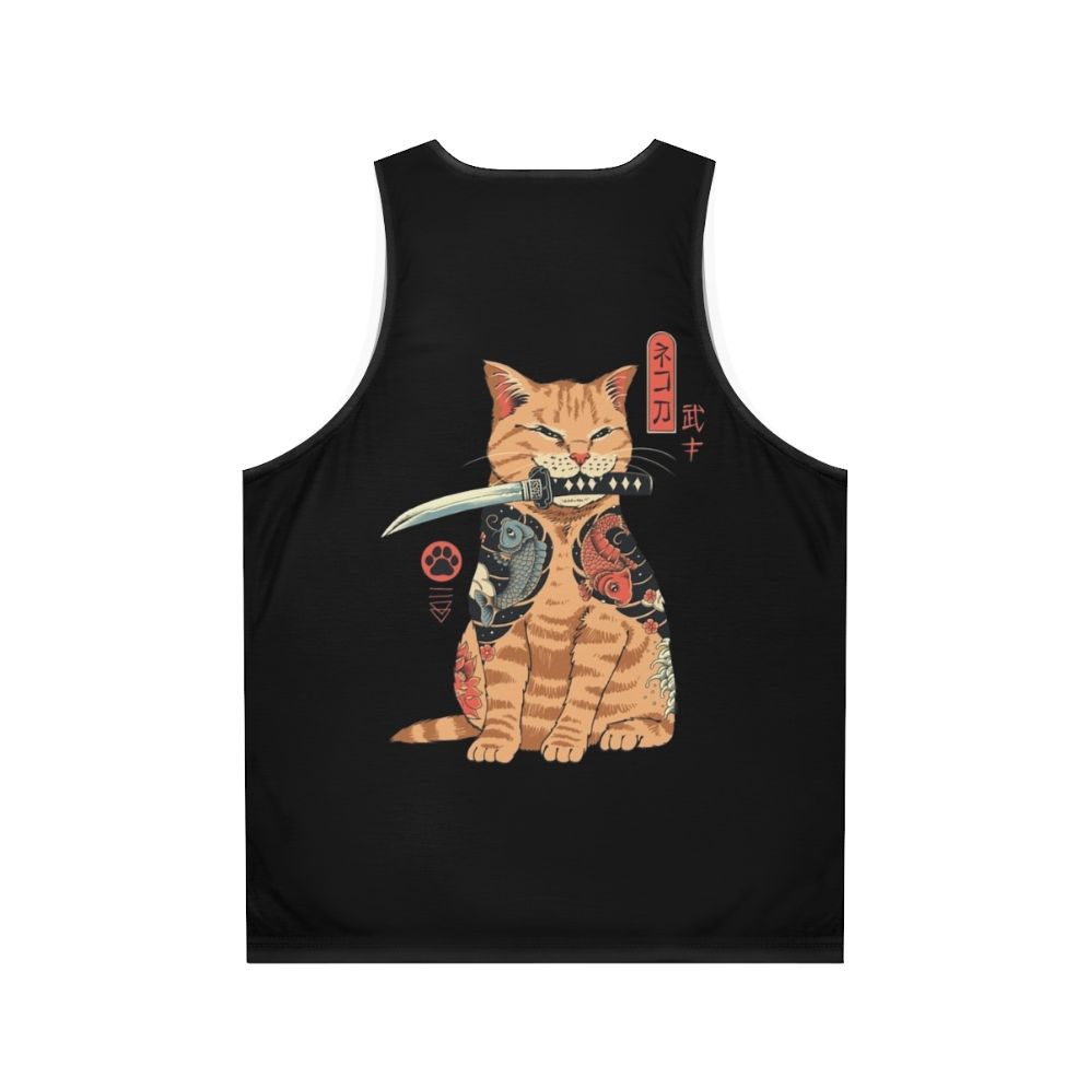 Catana Unisex Tank Top with Japanese-Inspired Cat Design - Back