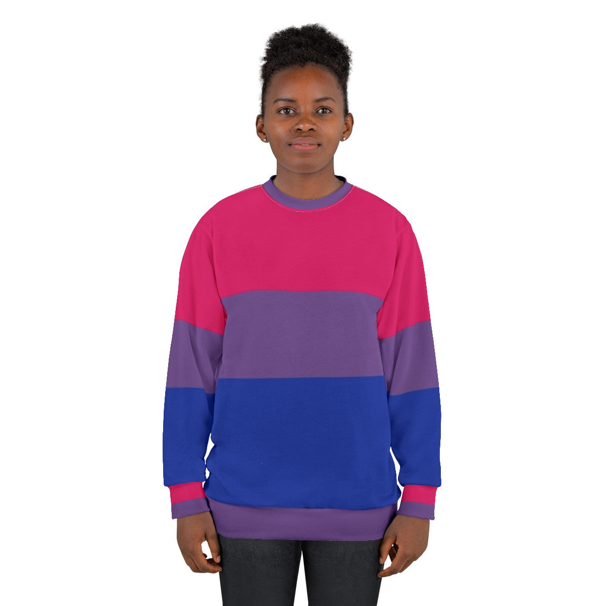 Bisexual pride flag sweatshirt with rainbow colors - women