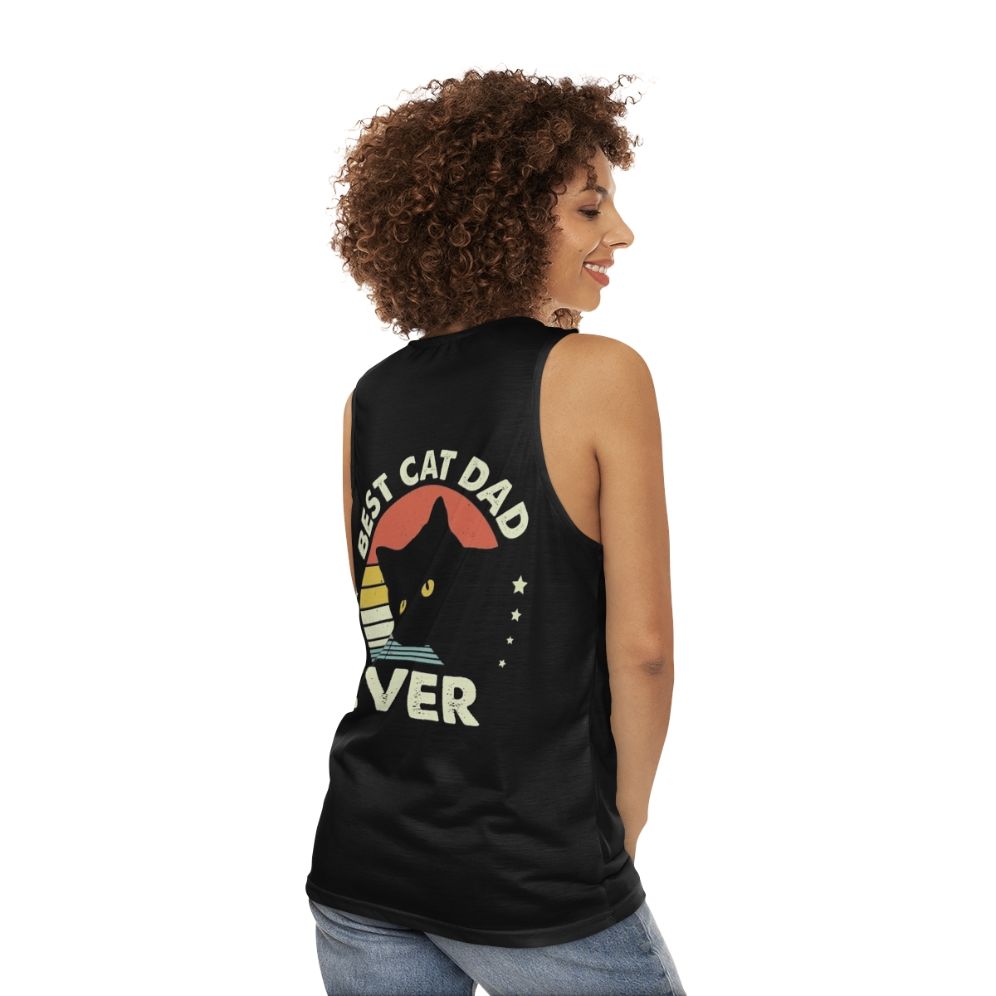 Vintage Best Black Cat Dad Ever Unisex Tank Top - women back