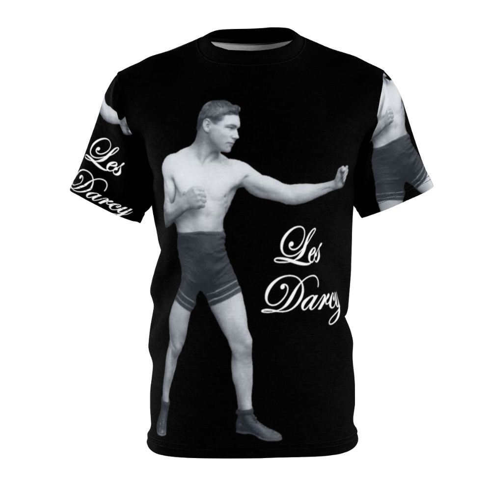 Commemorative t-shirt design featuring boxing legend Les Darcy