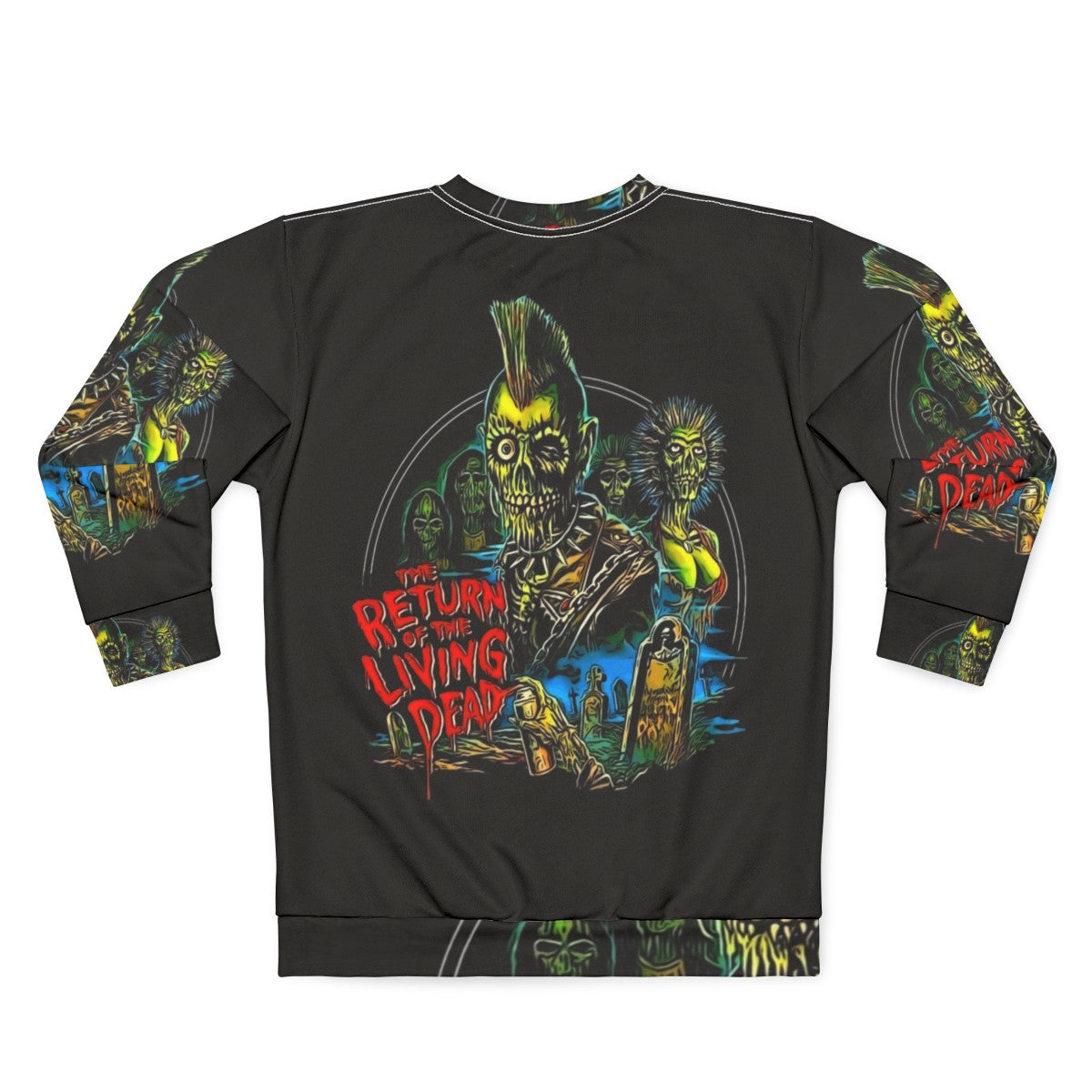 Retro 80s horror-themed 'Return of the Living Dead' Tarman sweatshirt - Back