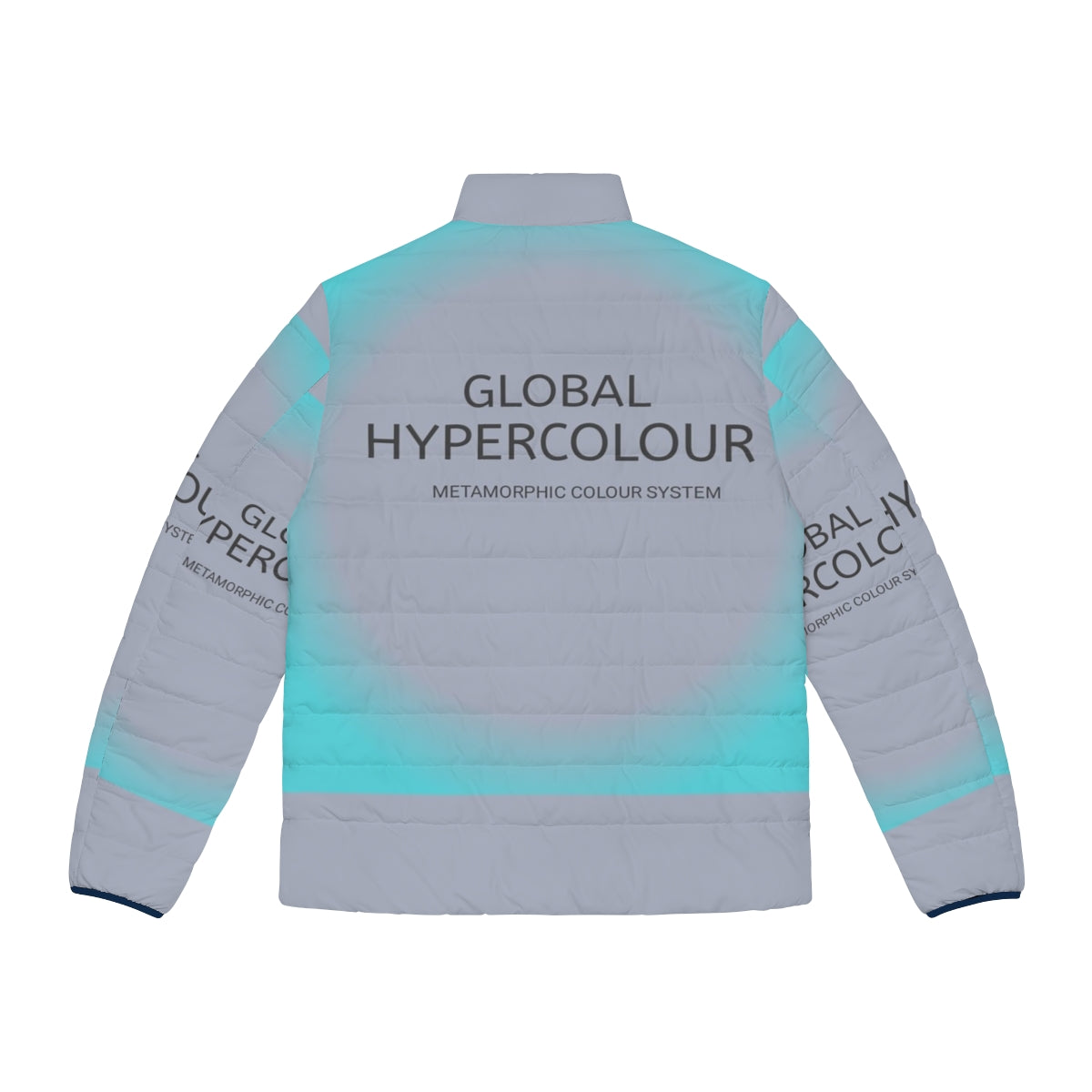 Colorful hypercolor puffer jacket with global design - Back