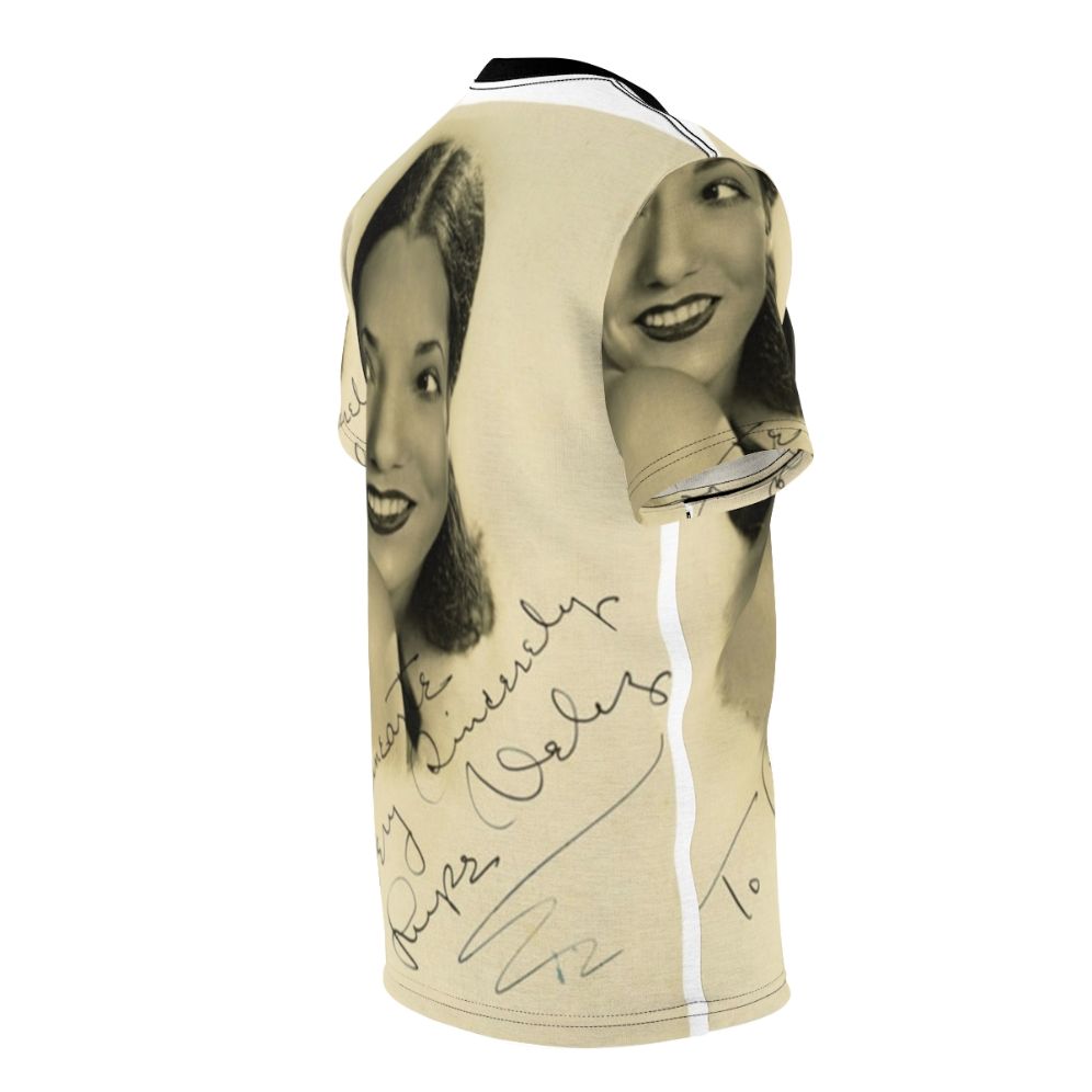 Vintage T-shirt featuring a signed portrait of classic movie star Lupe Velez - men right