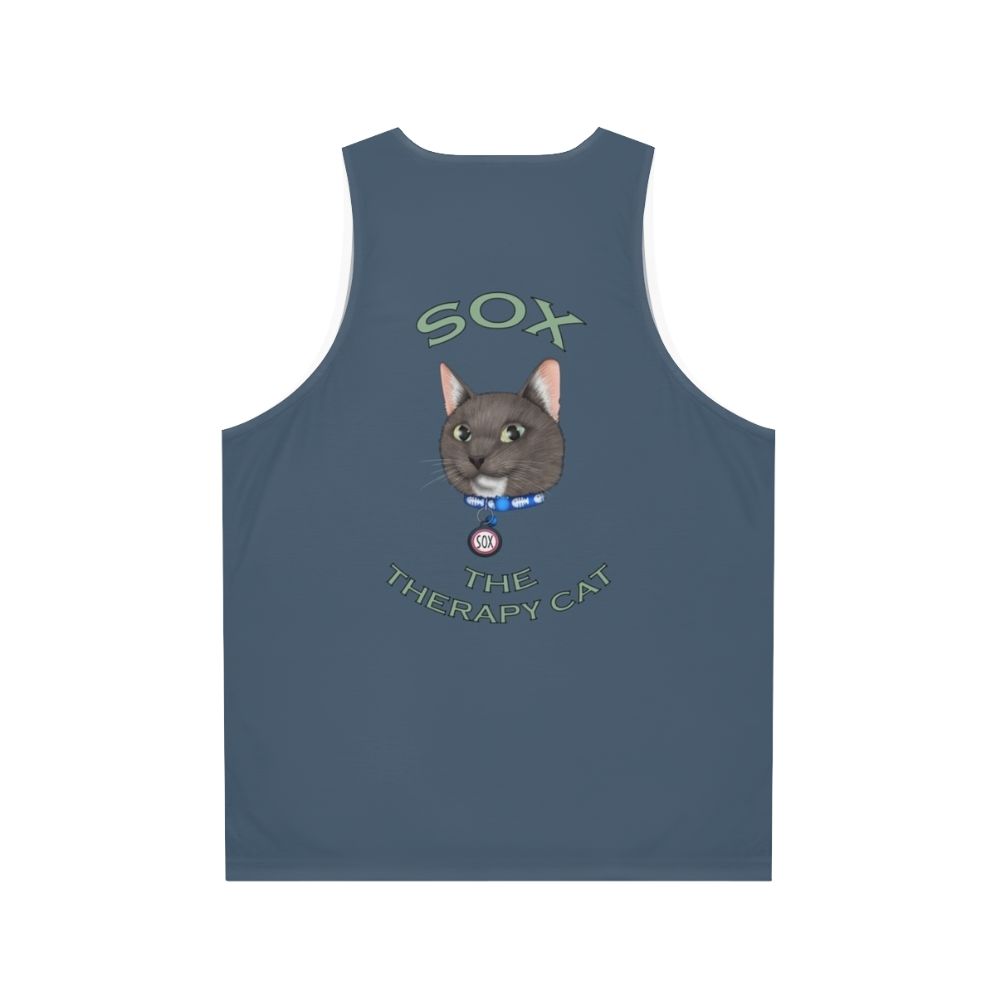 Cartoon cat graphic on a unisex tank top - Back