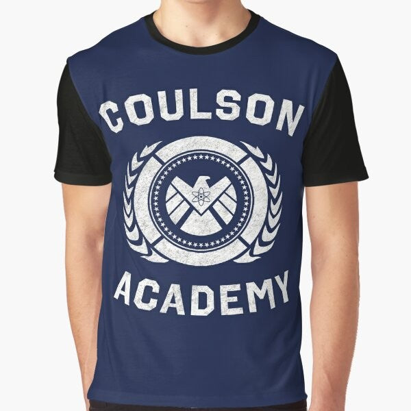 Graphic t-shirt with Agent Academy and Coulson and Philinda Pride design