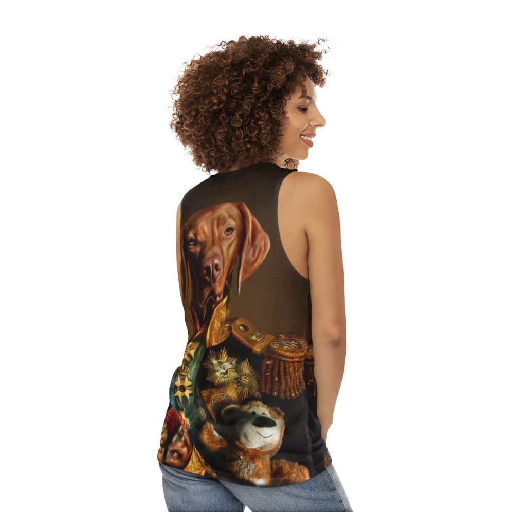 Vizsla dog portrait unisex tank top - women back