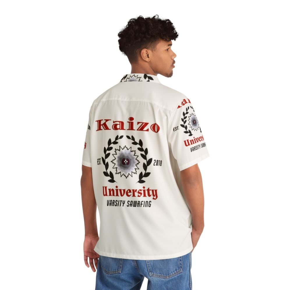 Varsity Sawrfing Hawaiian Shirt with Blade Design - People Back